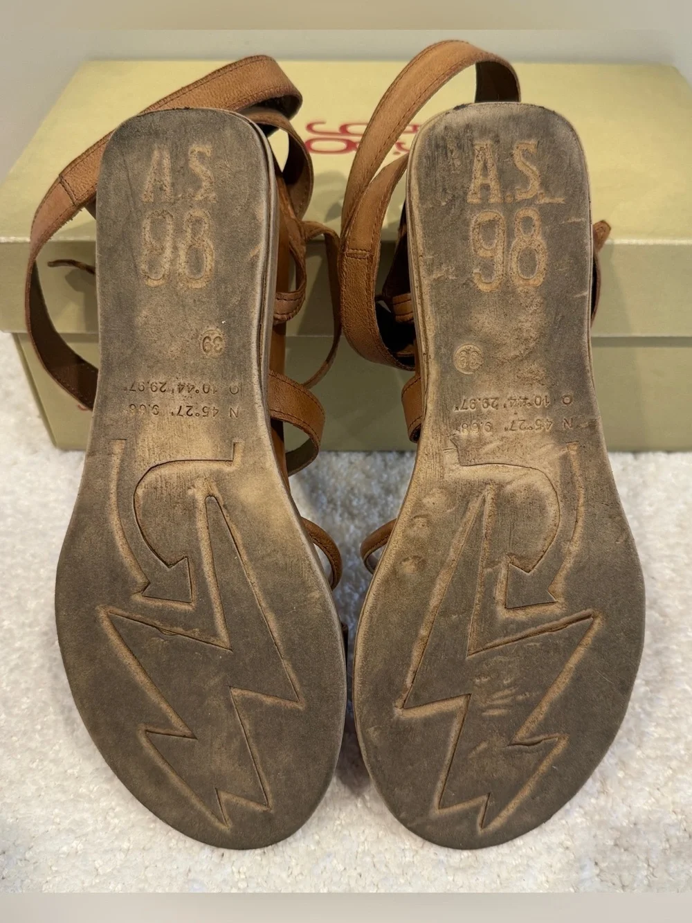 A.S.98 Labo Camel Leather Wrap Platform Sandals size 39